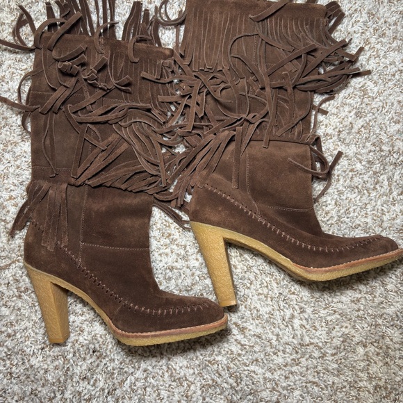 Fringe Suede Brown Boots - Picture 1 of 1